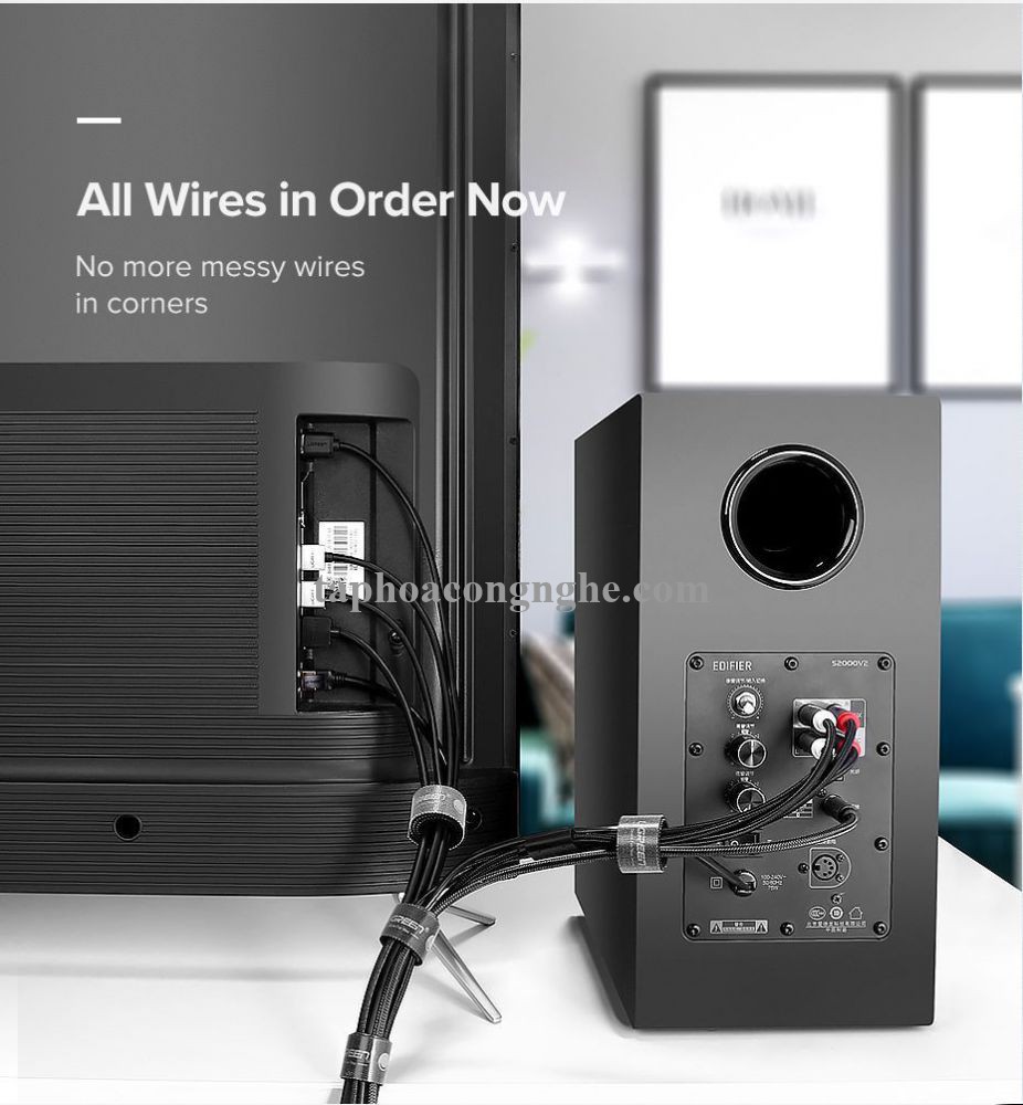 Ugreen 70111 3M cỡ 15mm băng dán Velcro màu đen ngang 1.5cm LP124 30070111